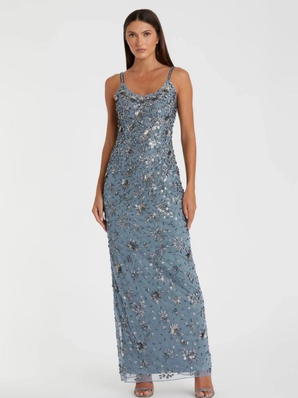 Mac Duggal 5477 Floral Embellished Scoop Neck Evening Gown sz 8